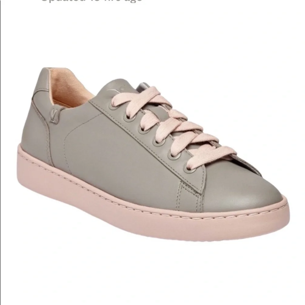 Vionic Mable Leather‎ Lace Up Sneakers Grey Pink sz 9